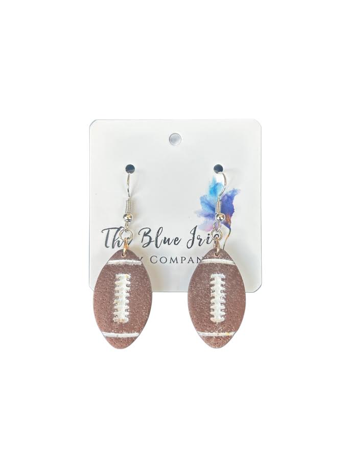 Unique polymer clay football earrings, handcrafted and lightweight, perfect for casual or game day wear