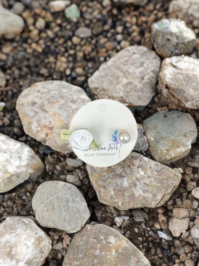 Handmade floral rose and pearl stud earrings, 2-in-1 reversible jewelry