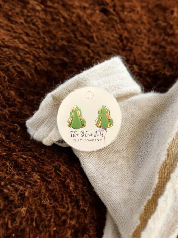 Gold-Foil Gourd Stud Earrings