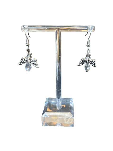 Elegant angel earrings – dainty glass bead jewelry gift for her