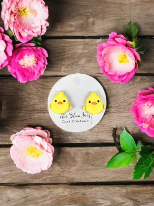 Polymer clay chick earrings – playful farm animal inspired jewelry gift