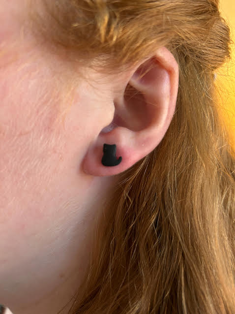 Cute black cat earrings – lightweight polymer clay jewelry
