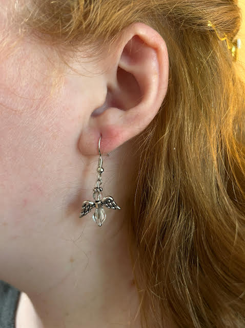 Spiritual angel jewelry – handmade glass bead angel earrings