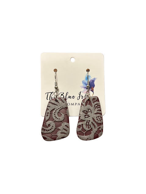 Elegant polymer clay earrings with bold shape and lace detail