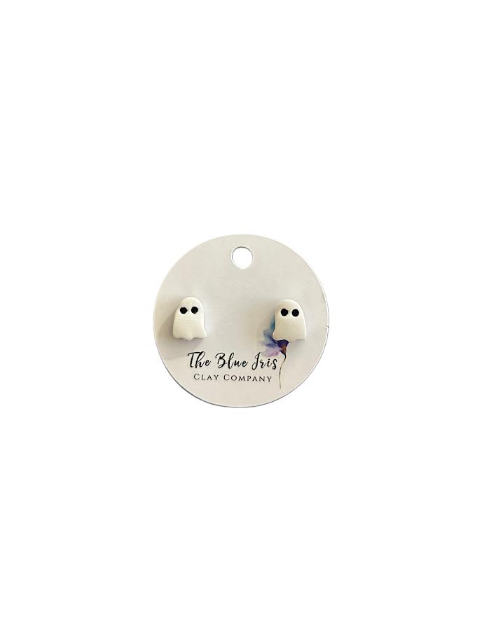 Polymer clay ghost earrings, spooky-cute Halloween accessory