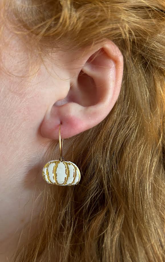 Unique fall pumpkin hoop earrings – nickel free handmade design