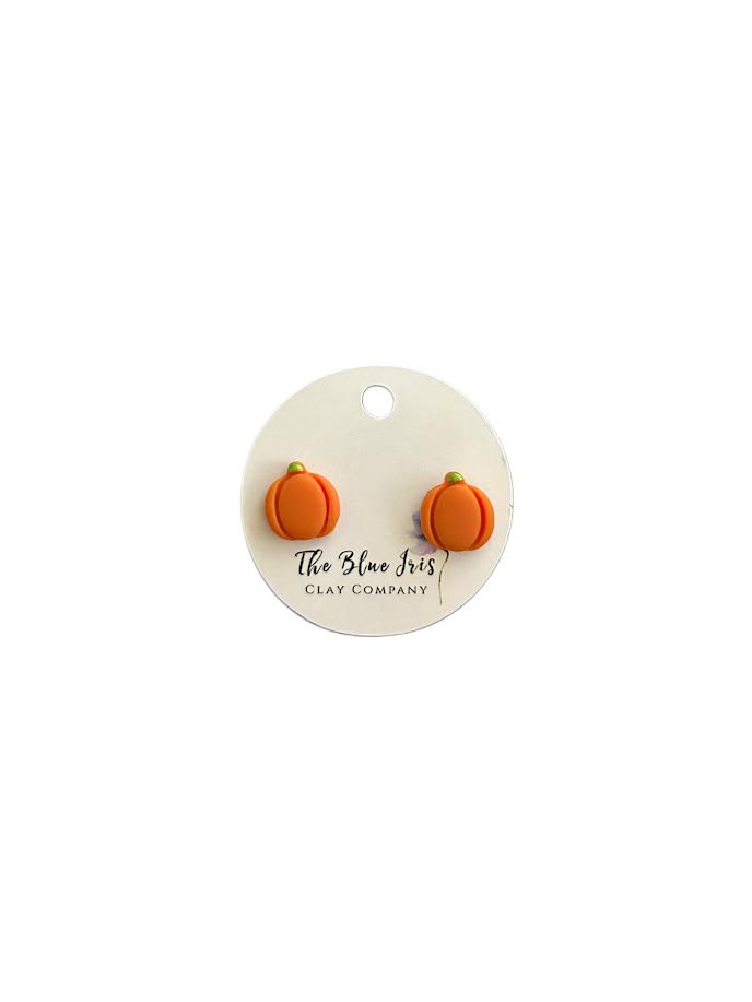 Autumn pumpkin jewelry, cute polymer clay stud earrings