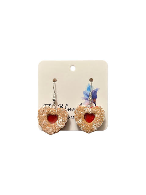 Valentine’s Day heart cookie earrings – sweet polymer clay jewelry