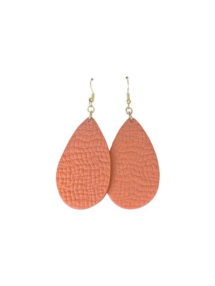 Terra Cotta teardrop earrings on a white background
