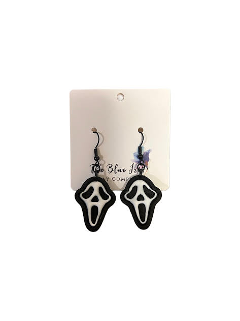 Lightweight horror mask earrings, polymer clay Halloween jewelry