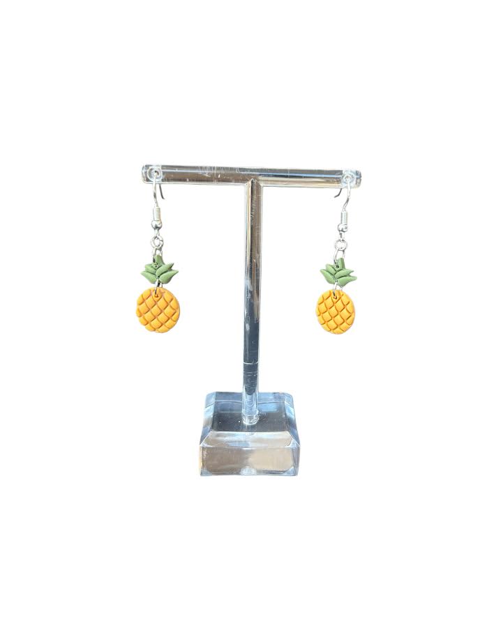 Fun summer polymer clay pineapple earrings, medium size