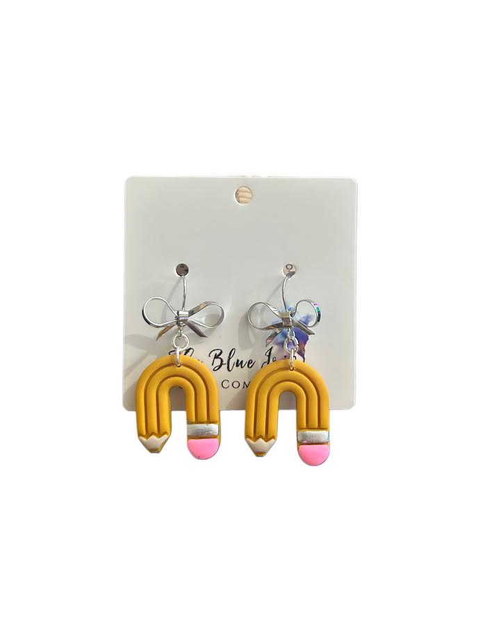 Back-to-school inspired polymer clay pencil earrings,
