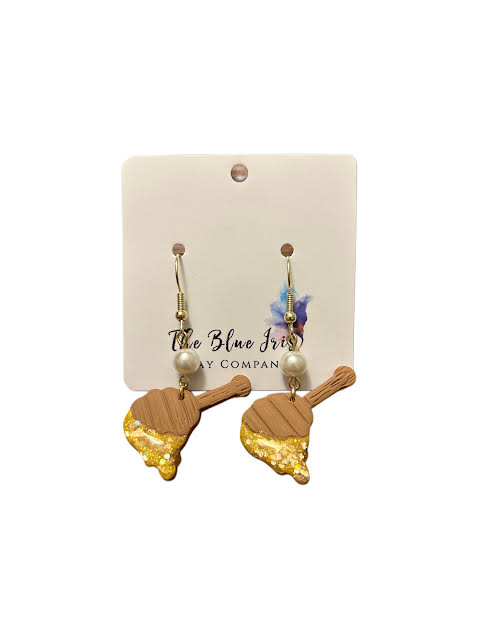 Bee lover jewelry – honey wand earrings with resin drip design